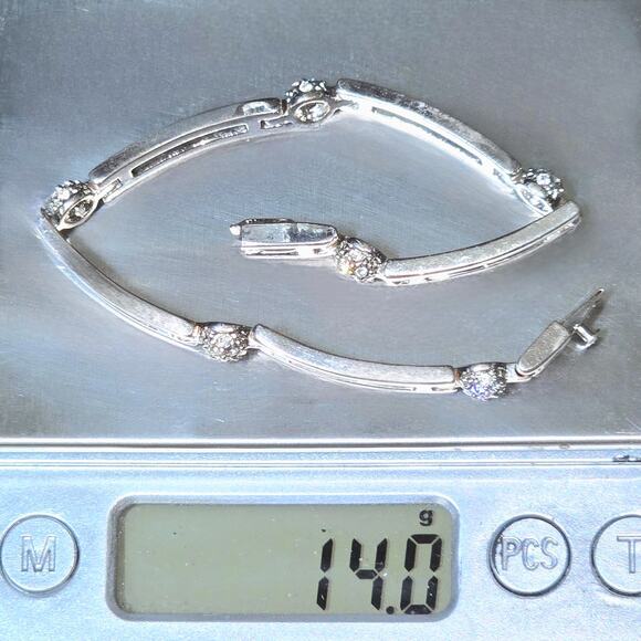 Silver Tone Wide Link Rhinestone MARKS & SPENCER Tennis Bracelet - Picture 6 of 6